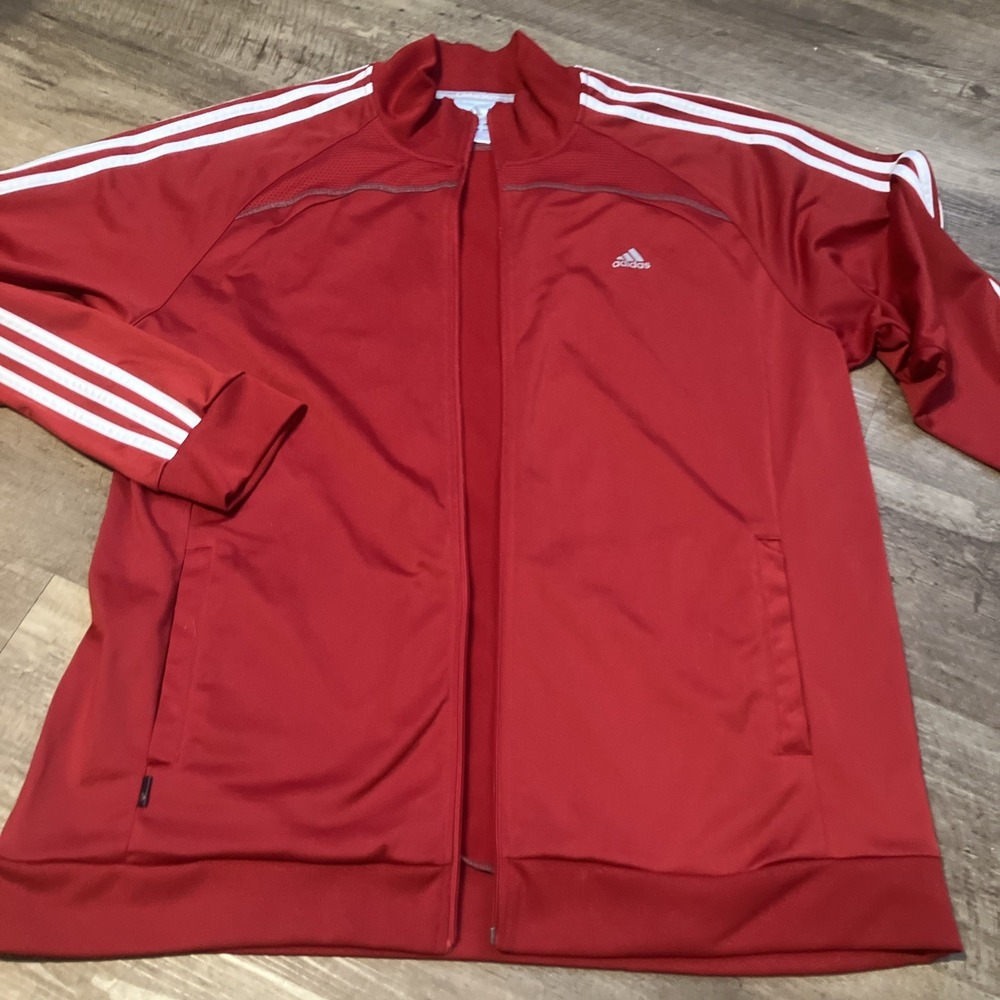 Adidas Track Jacket 3 Stripes Vintage Adidas Clima365 Red Adult 2XL No Zipper